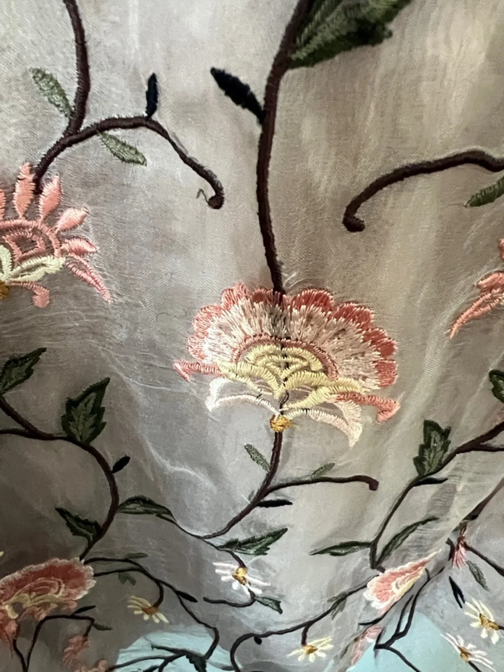 Anthropologie Let Me Be Patchwork Boho Blouse Sheer Embroidered Floral Design M - Picture 6 of 16